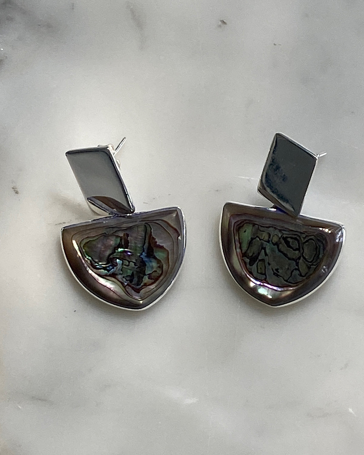Silver and sustainable recycled abalone  earrings from The Pared Storeearrings