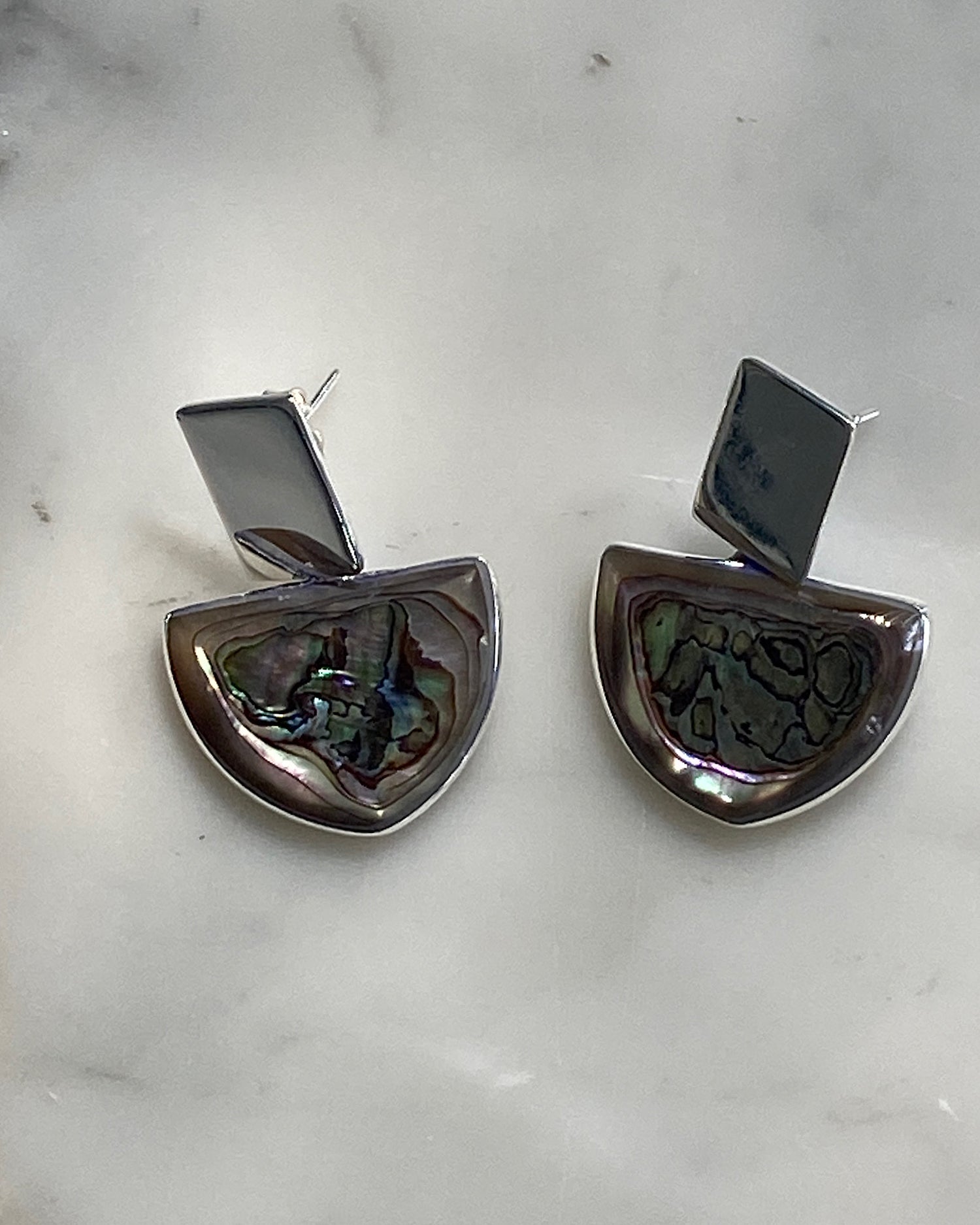 Silver and sustainable recycled abalone  earrings from The Pared Storeearrings