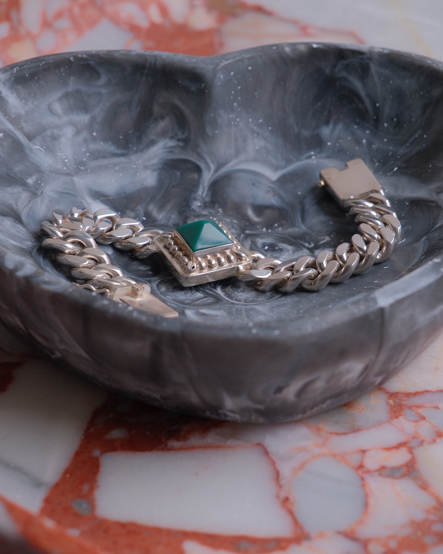 RELOVED CUBAN BRACELET | GREEN ONYX