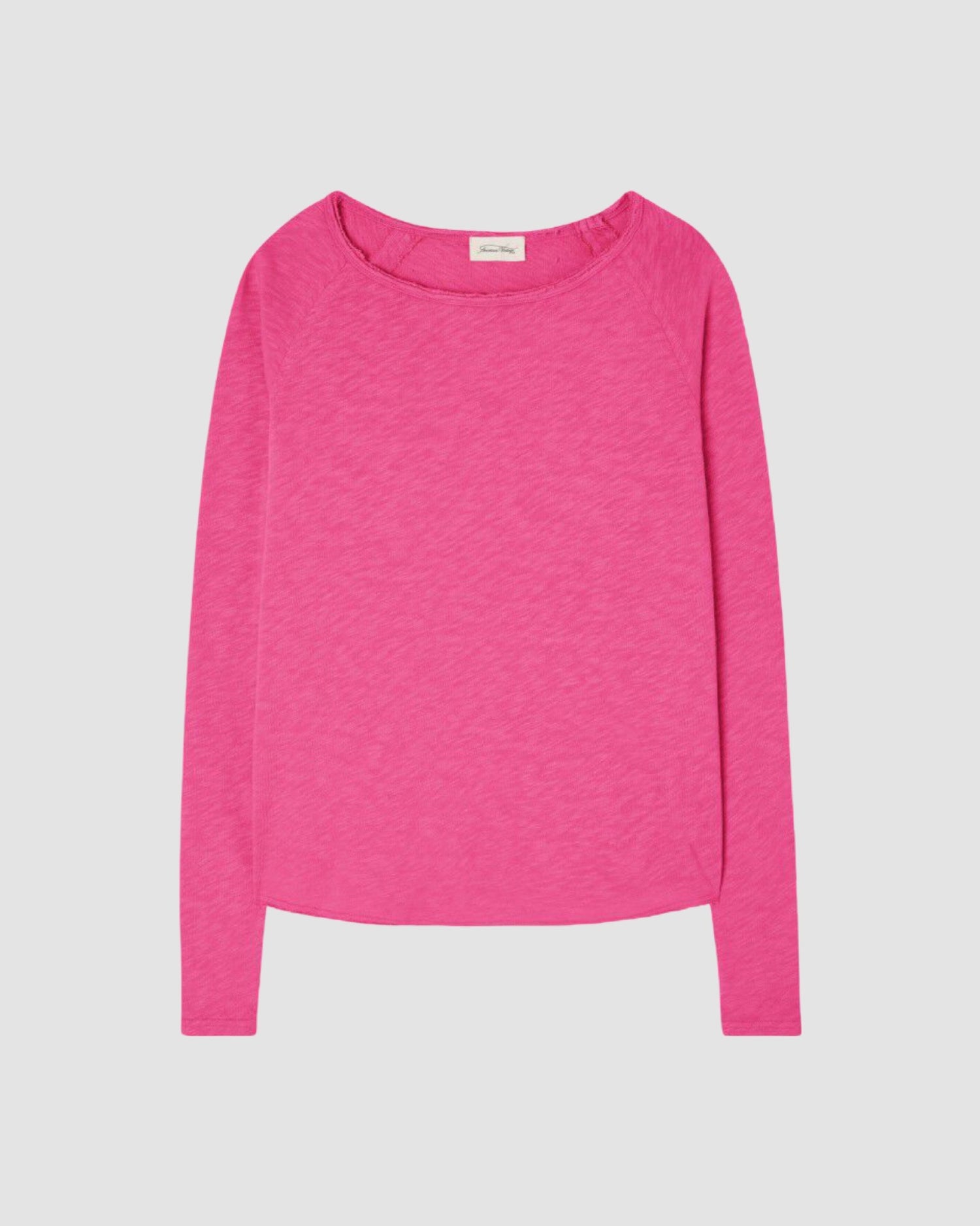 a hot pink coloured boat neck long sleeve T-shirt