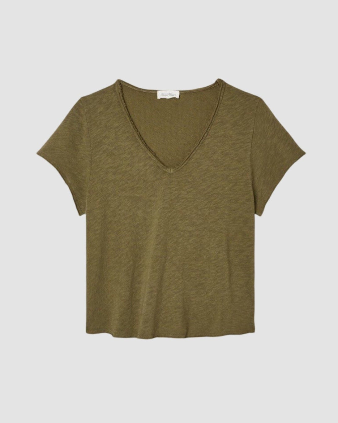 Flatlay of an American Vintage sonoma V neck Tshirt in green