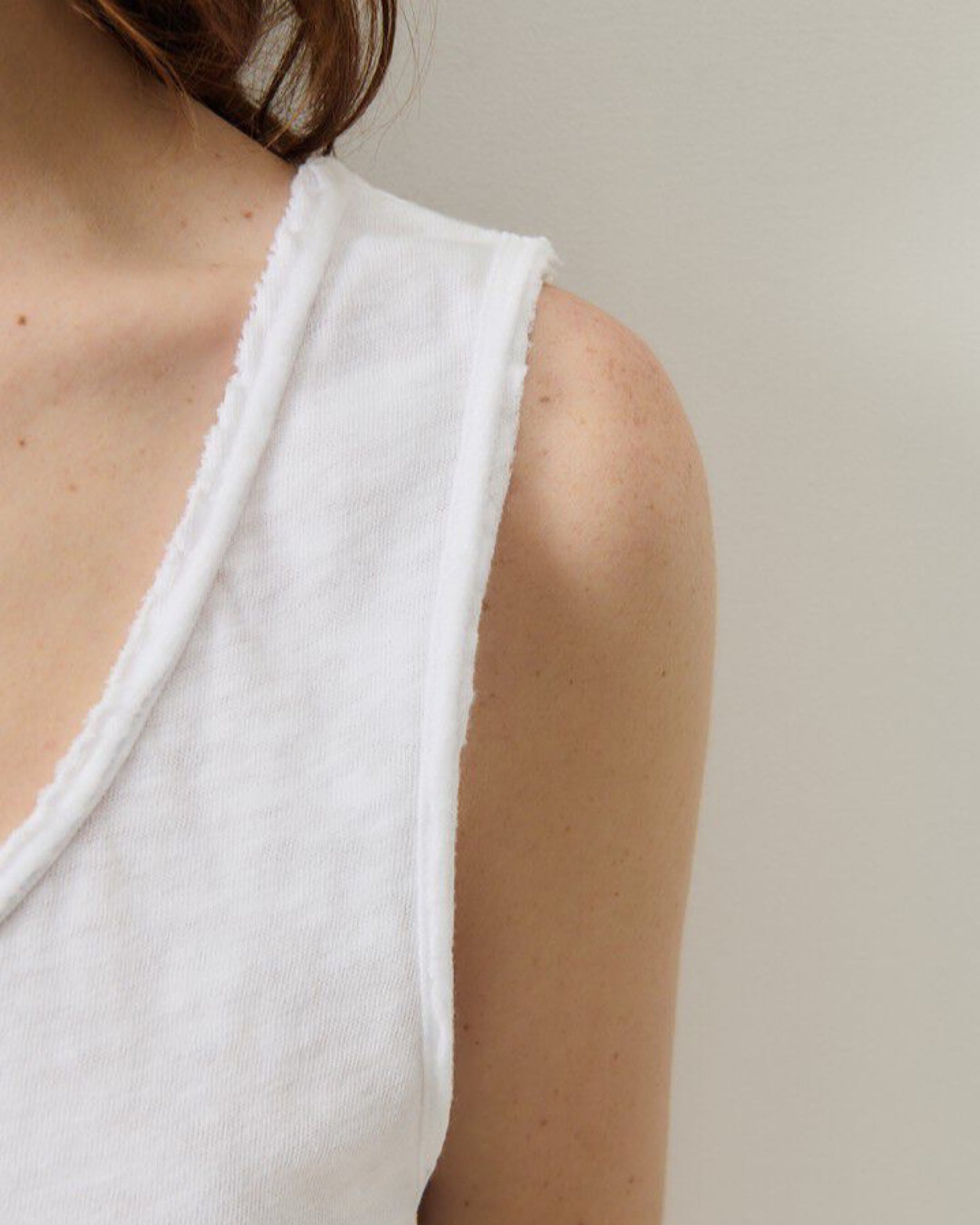 Model wears a Sonoma white tank  by American Vintage