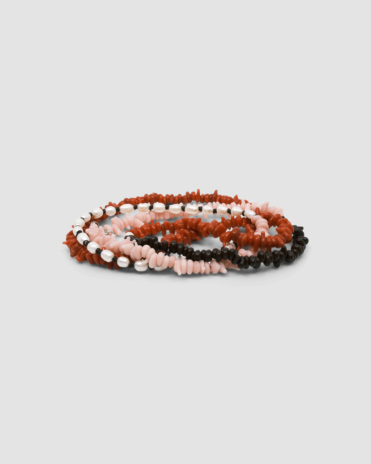 coloured glass and pearl long necklace