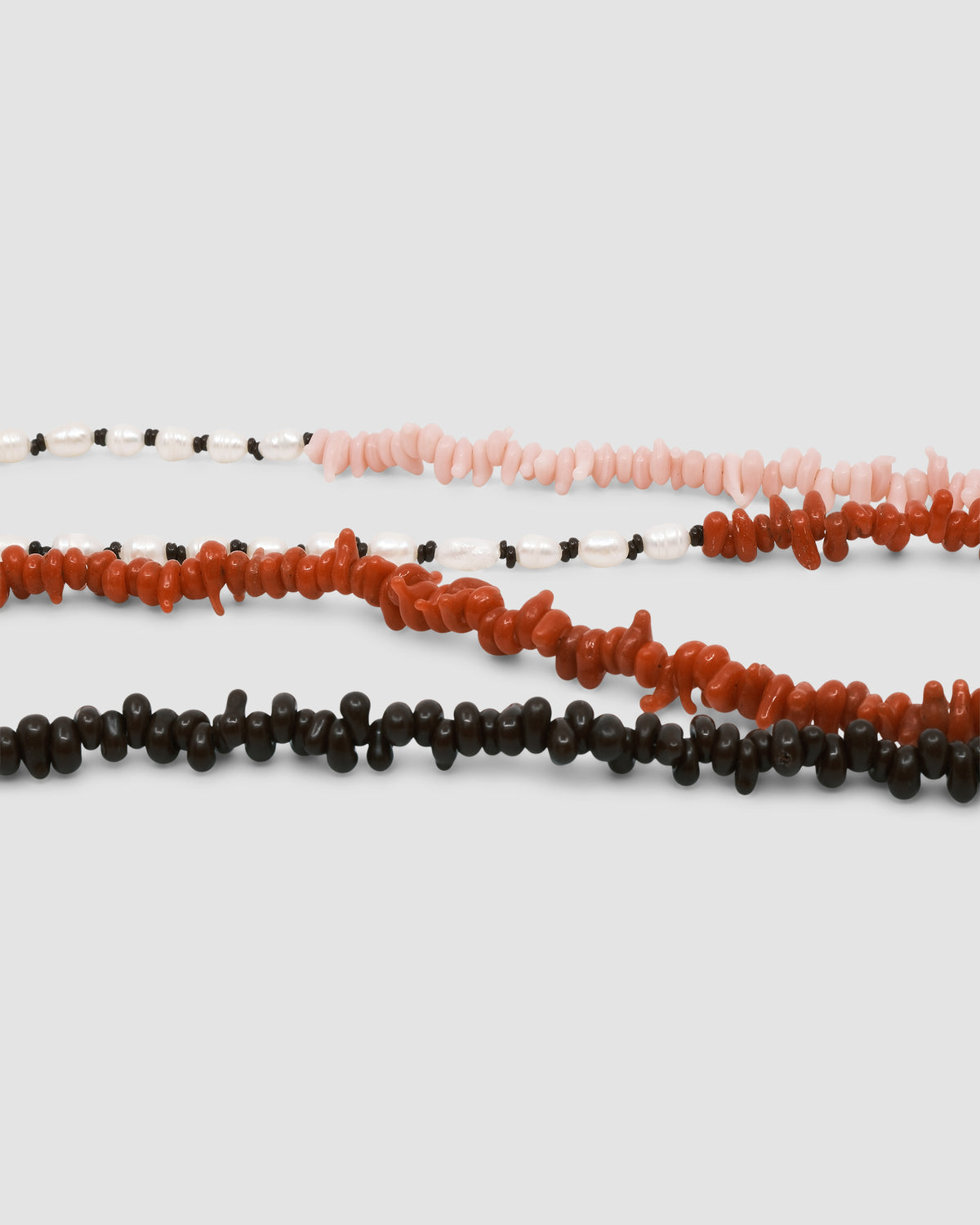 coloured glass and pearl long necklace