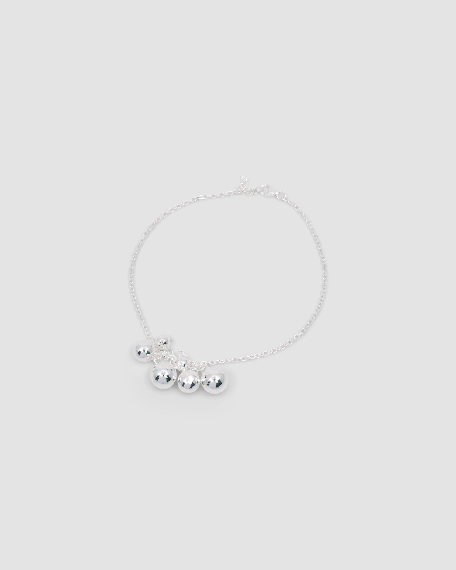 sterling silver balls clusteredc on a silver anklet chain available at The Parec Store