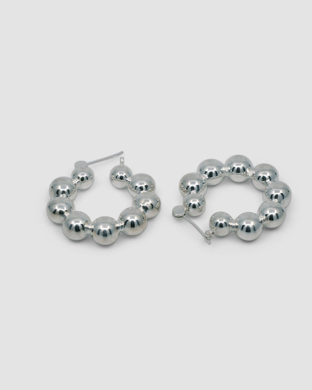 silver ball hoop earrings