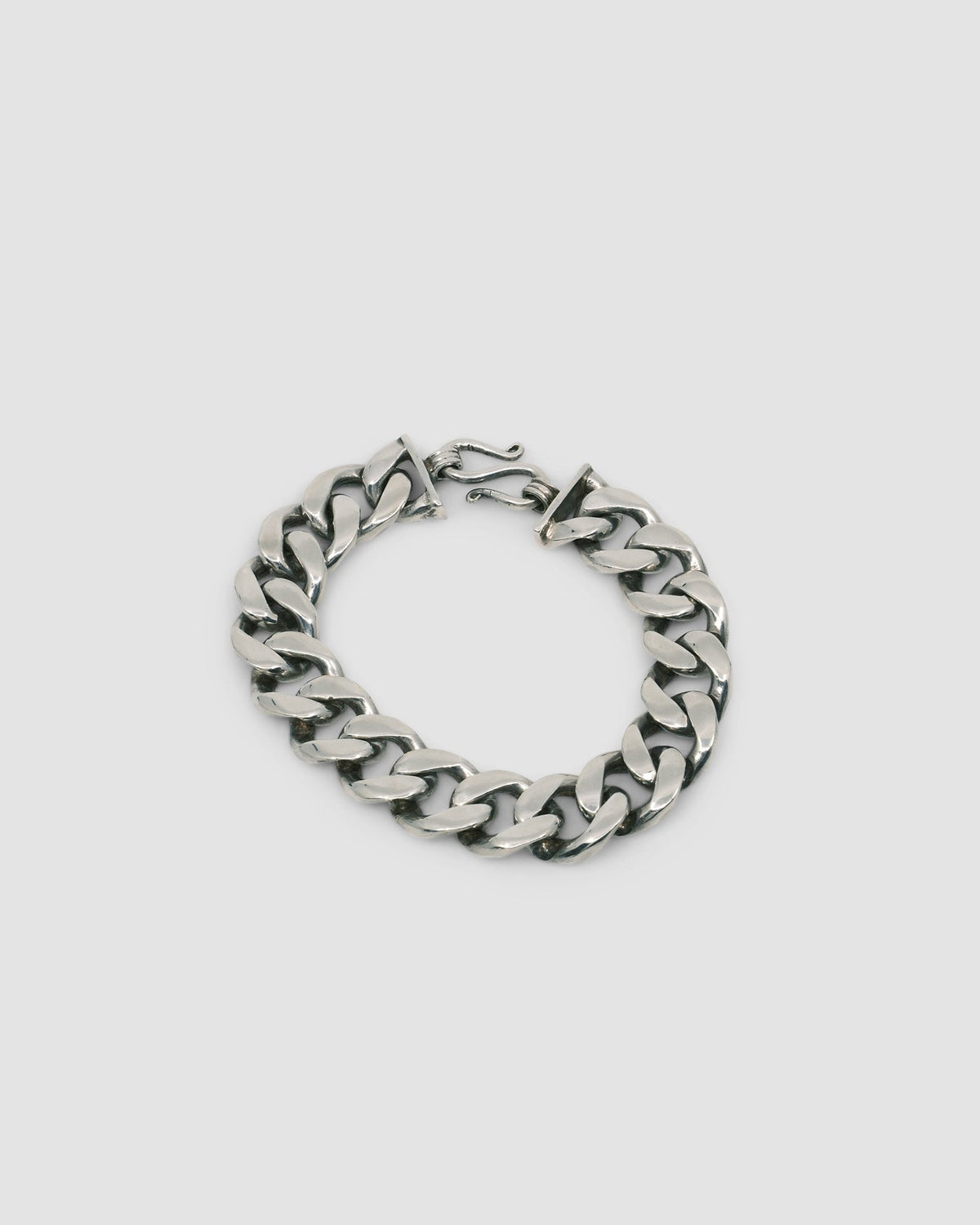 Simple flat cuban silver bracelet