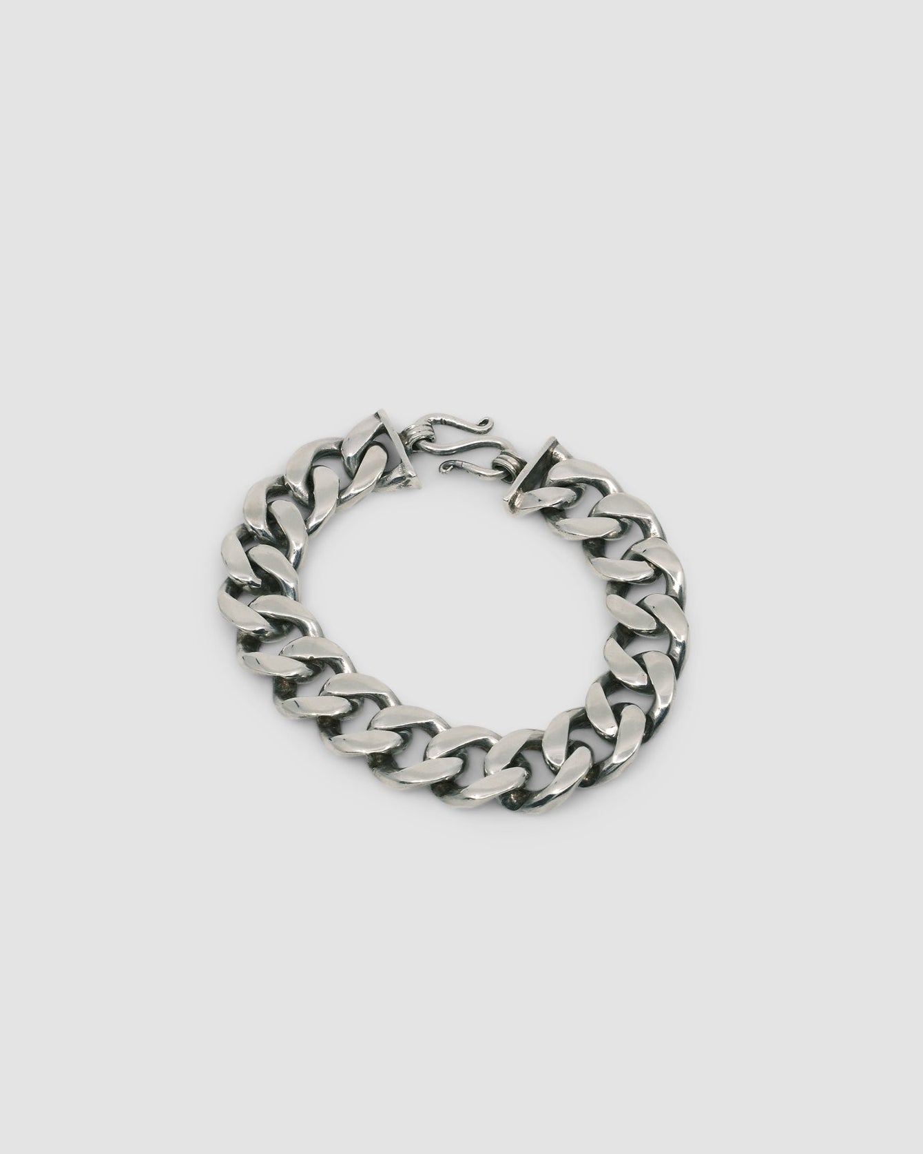 Simple flat cuban silver bracelet