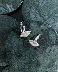 Silver lips on a small style hoop earrings