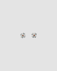 single four leaf clover stud with a central coral stone