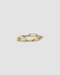 rounded oval gold link chain bracelet with self clasp