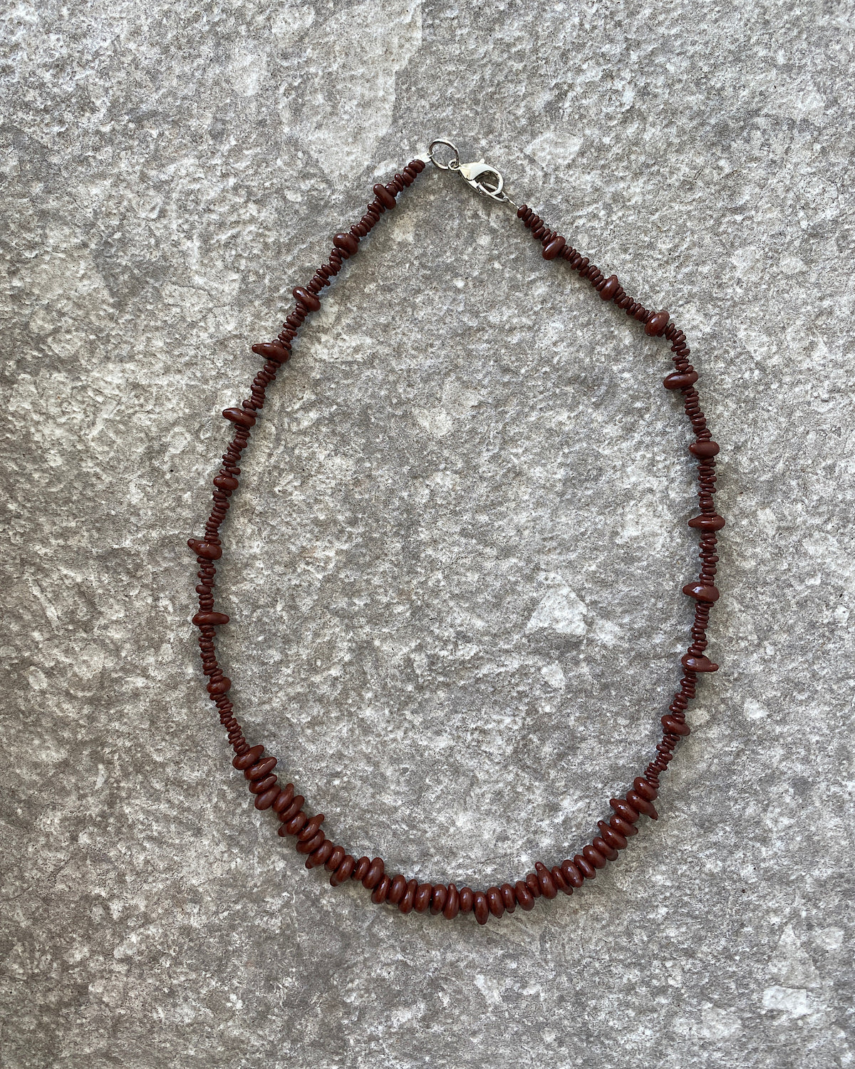 chocolate irregular glass bead necklace