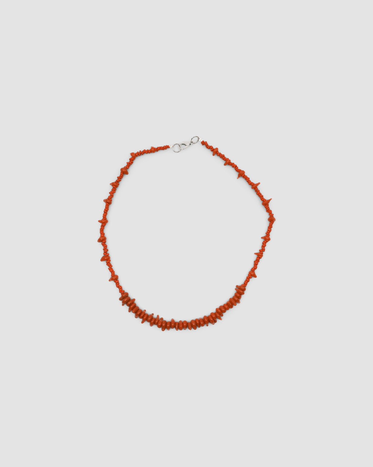 jagged red glass bead necklace