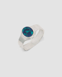 sterling silver cuff with a amazonite stone inlaid in it