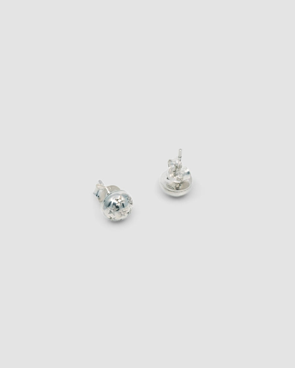 tiny star stamped silver stud earrings