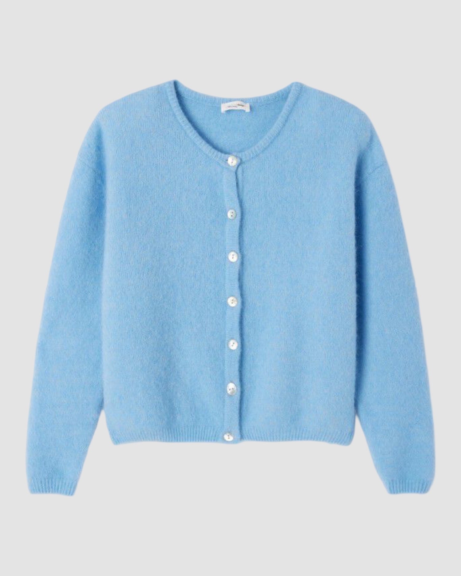 Cornflower blue coloured Atmosphere Vitow Cardigan by American Vintage with Shell Buttons