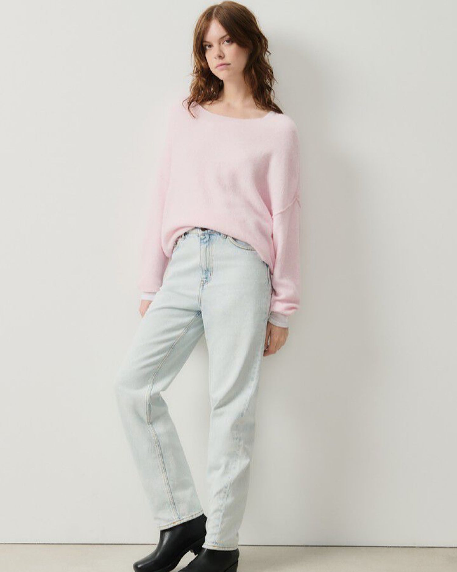 Soft Pink boat Neck sweater by American  Vintage