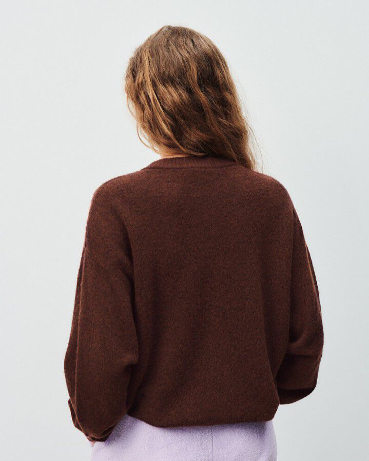 Simple round neck button through Cardigan in Brown by American Vintage at The Pared Store