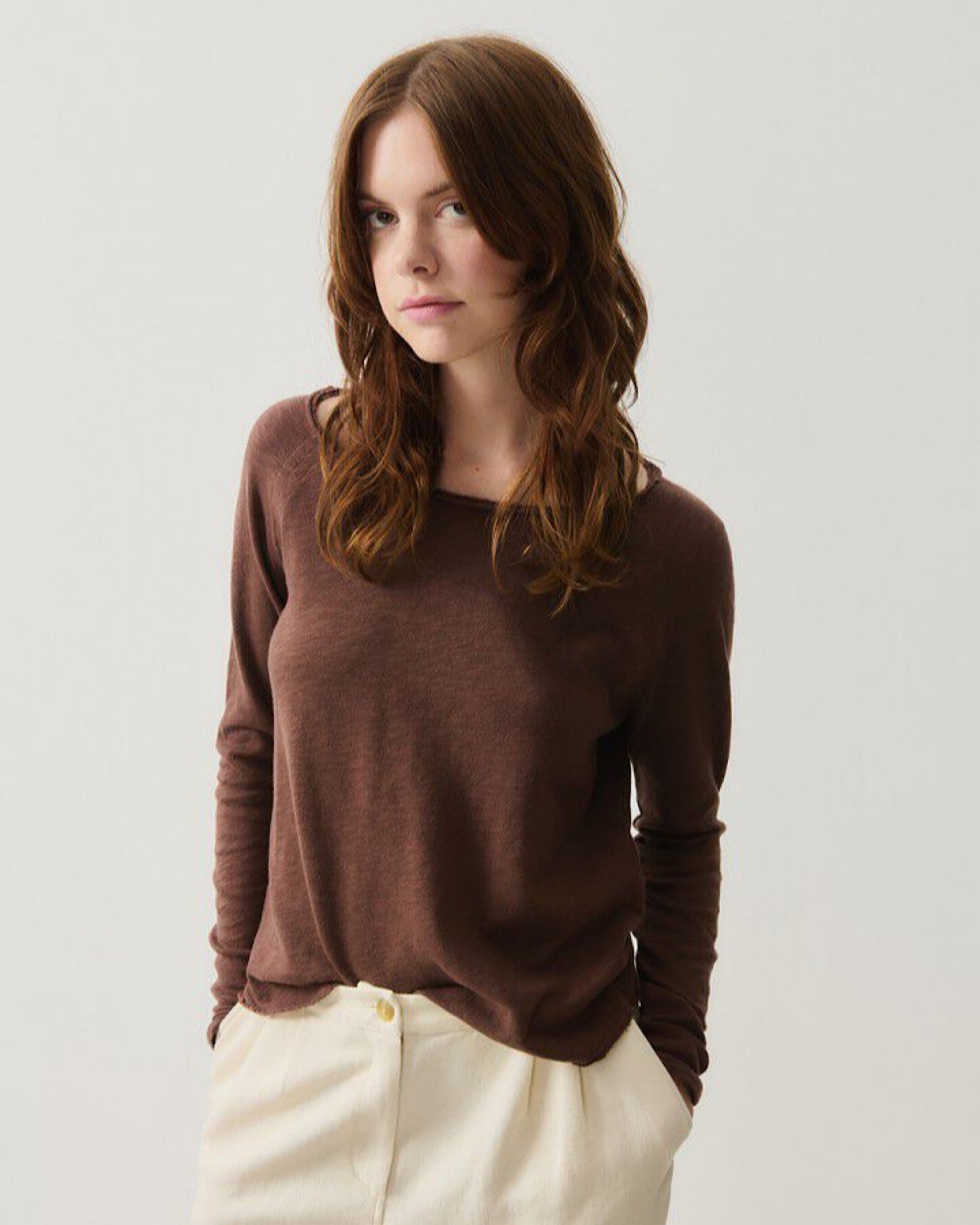 SONOMA BOAT NECK T-SHIRT | VINTAGE CHOCO