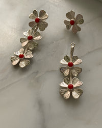 FOUR LEAF CLOVER JACKET EARRINGS | CORAL