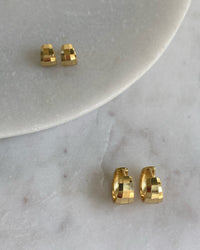 DISCO FACET HUGGIE EARRINGS | GOLD