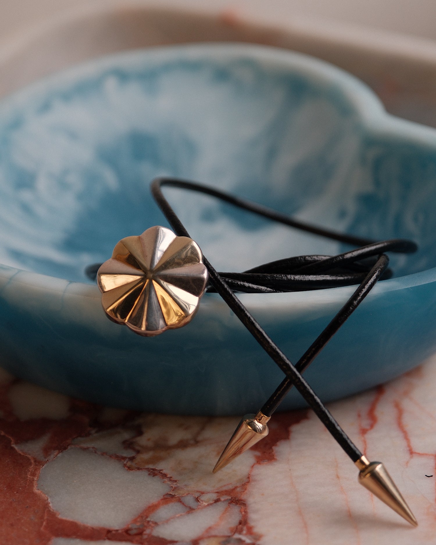 LEATHER LARIAT | VINTAGE PINWHEEL