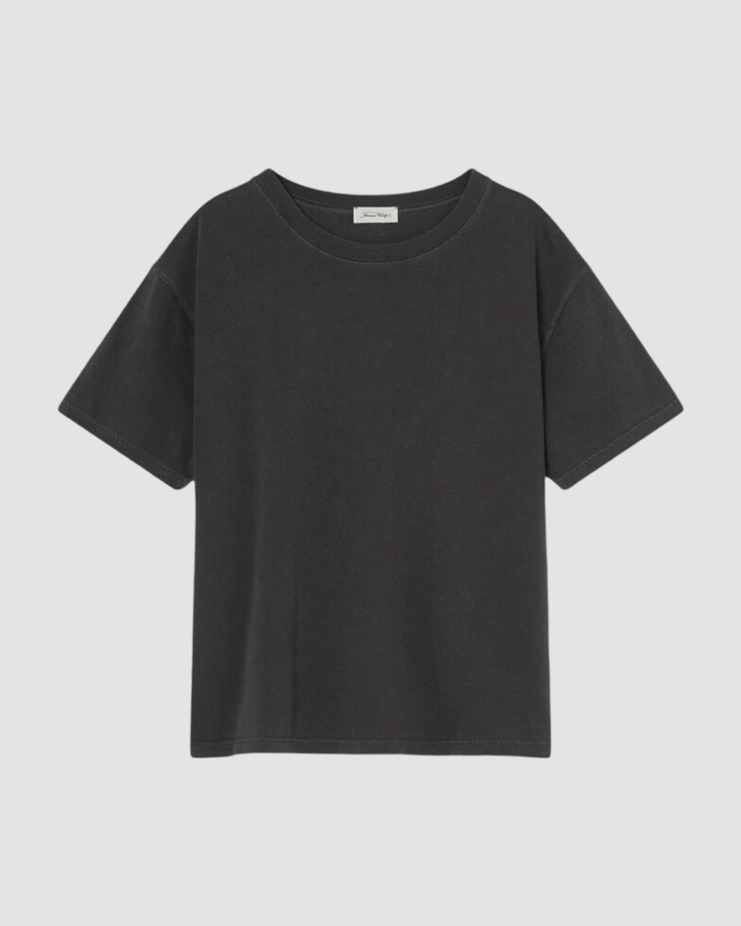 a boxy short sleeved round neck charcoal t-shirt