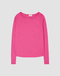 a hot pink coloured boat neck long sleeve T-shirt