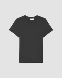 Straight dark grey round neck short sleeve T-Shirt