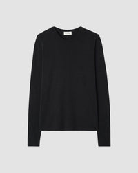 a long sleeve black T-Shirt with a high round neck