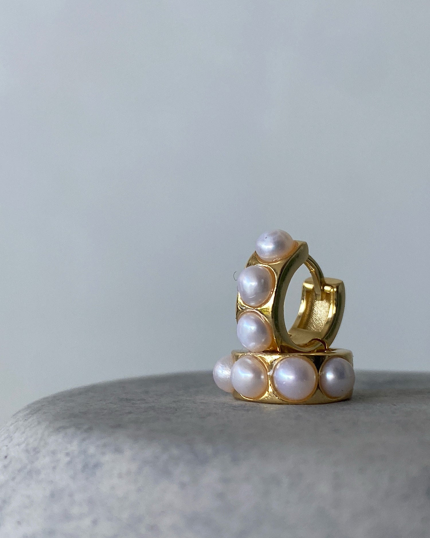 Gold & Pearl huggie earrings