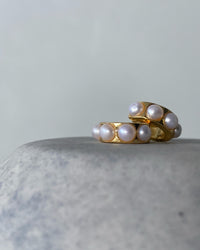 Gold & Pearl huggie earrings