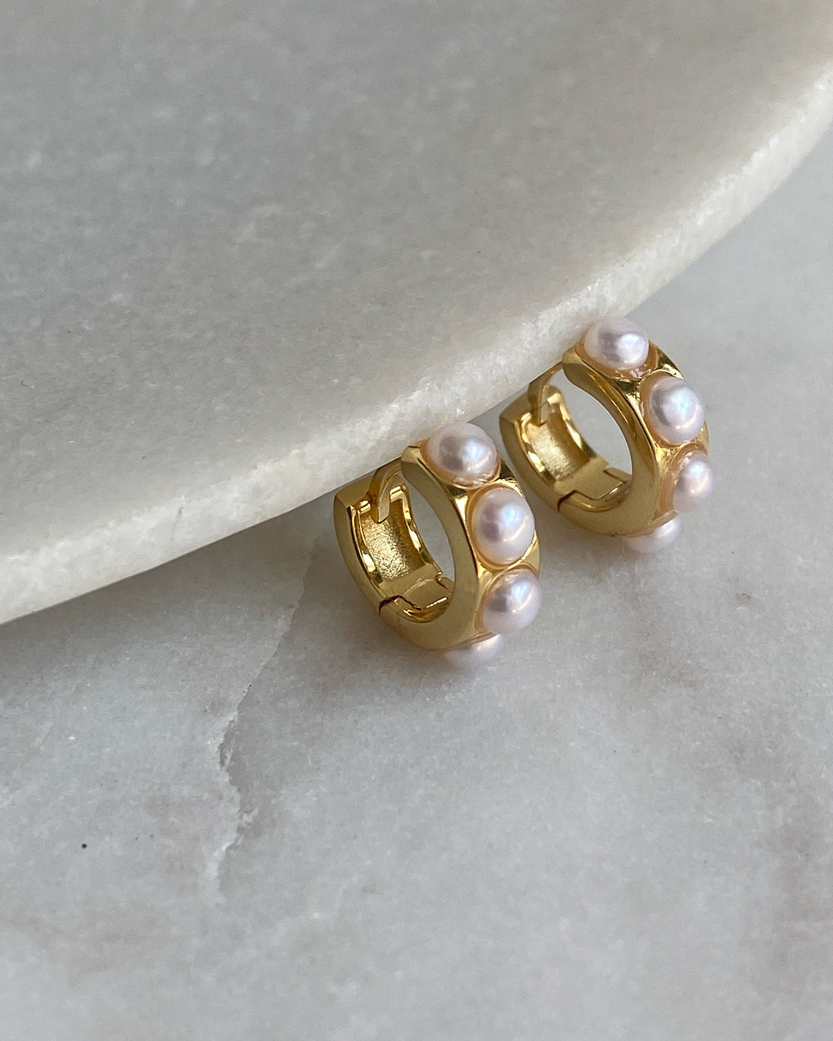 Gold & Pearl huggie earrings