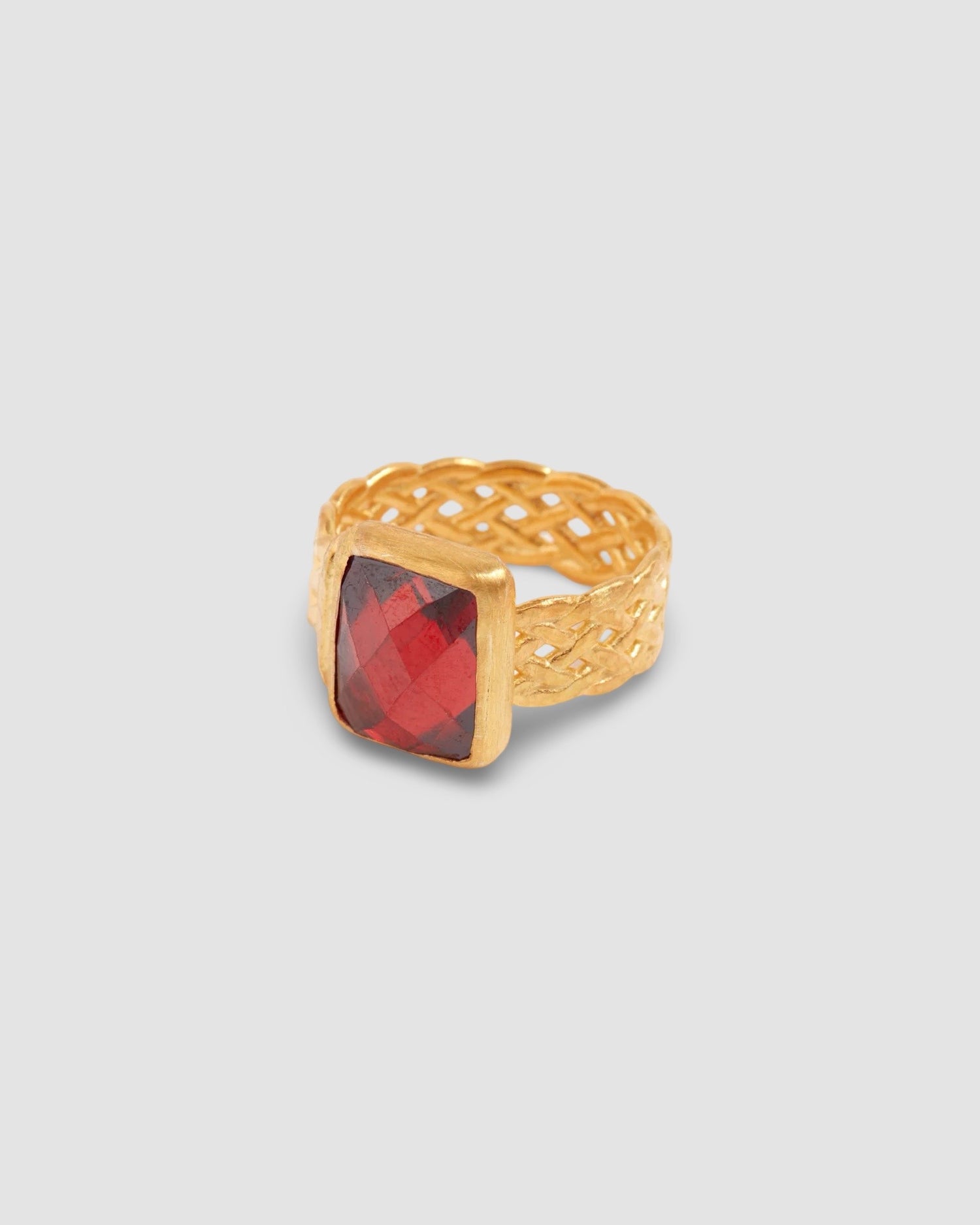 Red facetted ring by Soru Uk