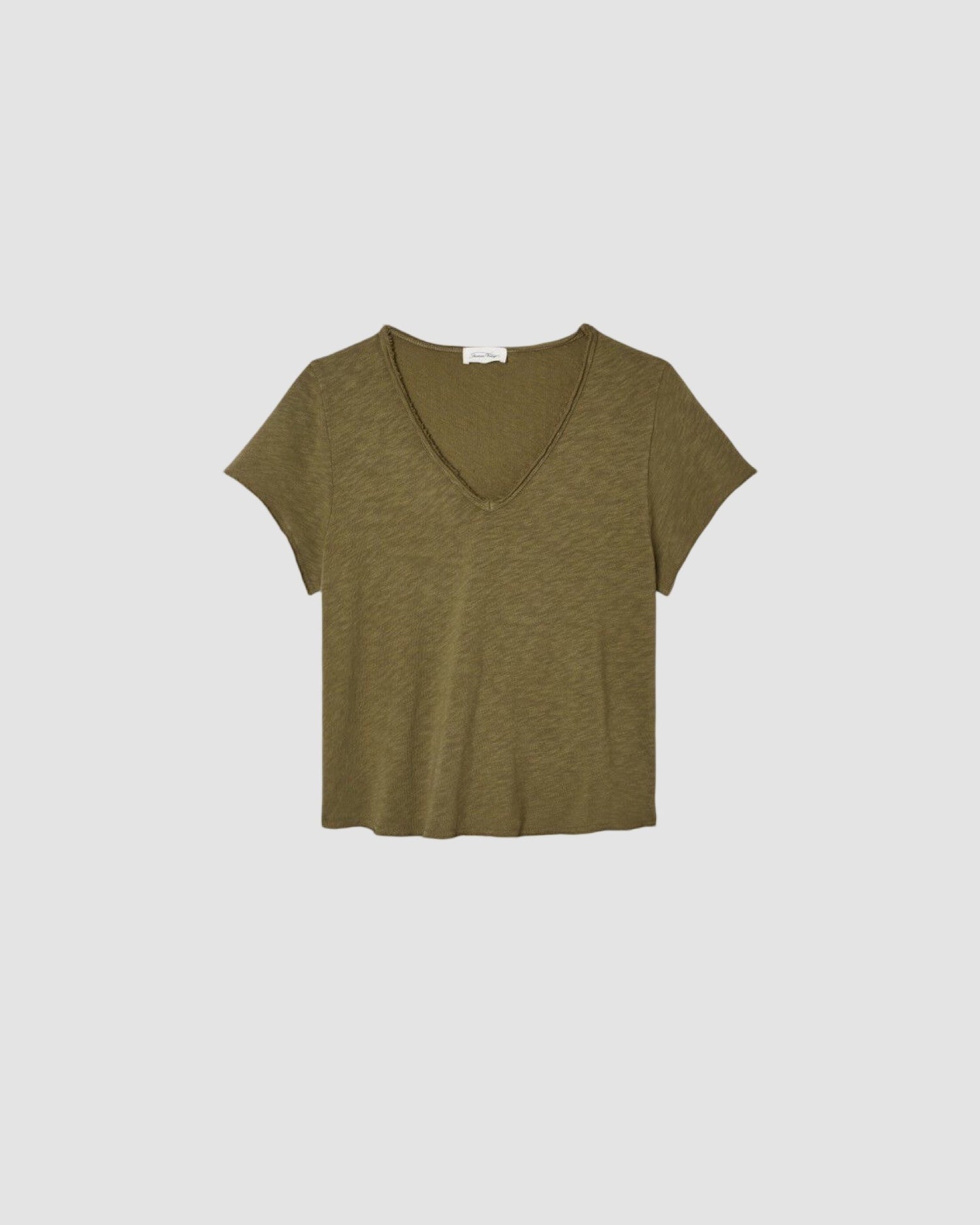 Flatlay of an American Vintage sonoma V neck Tshirt in green