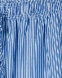 Close-up of blue and white striped fabric