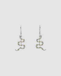 A pair of snake threaders earrings with gold band details