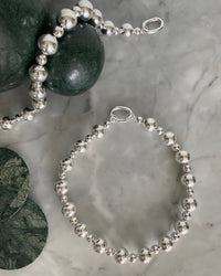 Large and mid size silver ball statement necklace