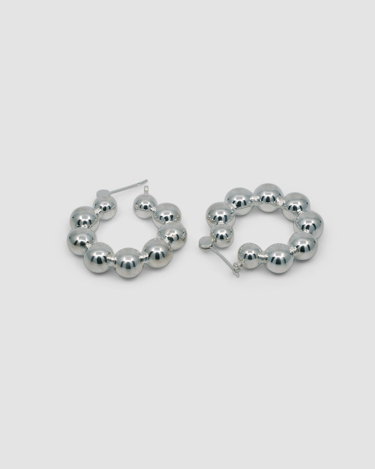 silver ball hoop earrings