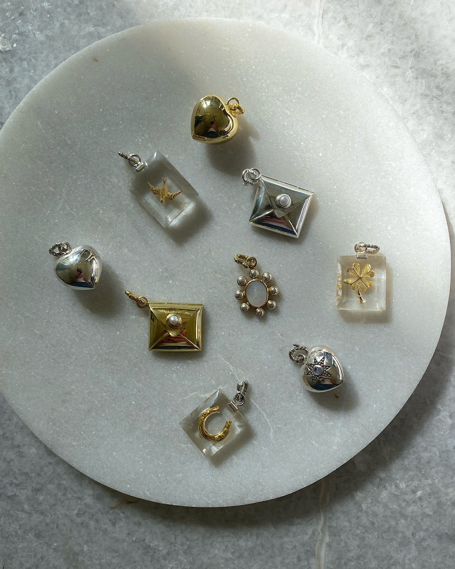 mixed charms on a plate