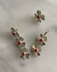 small sterling silver coral earrings with removable base
