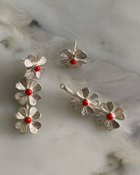 small sterling silver coral earrings with removable base