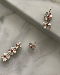 small sterling silver coral earrings with removable base