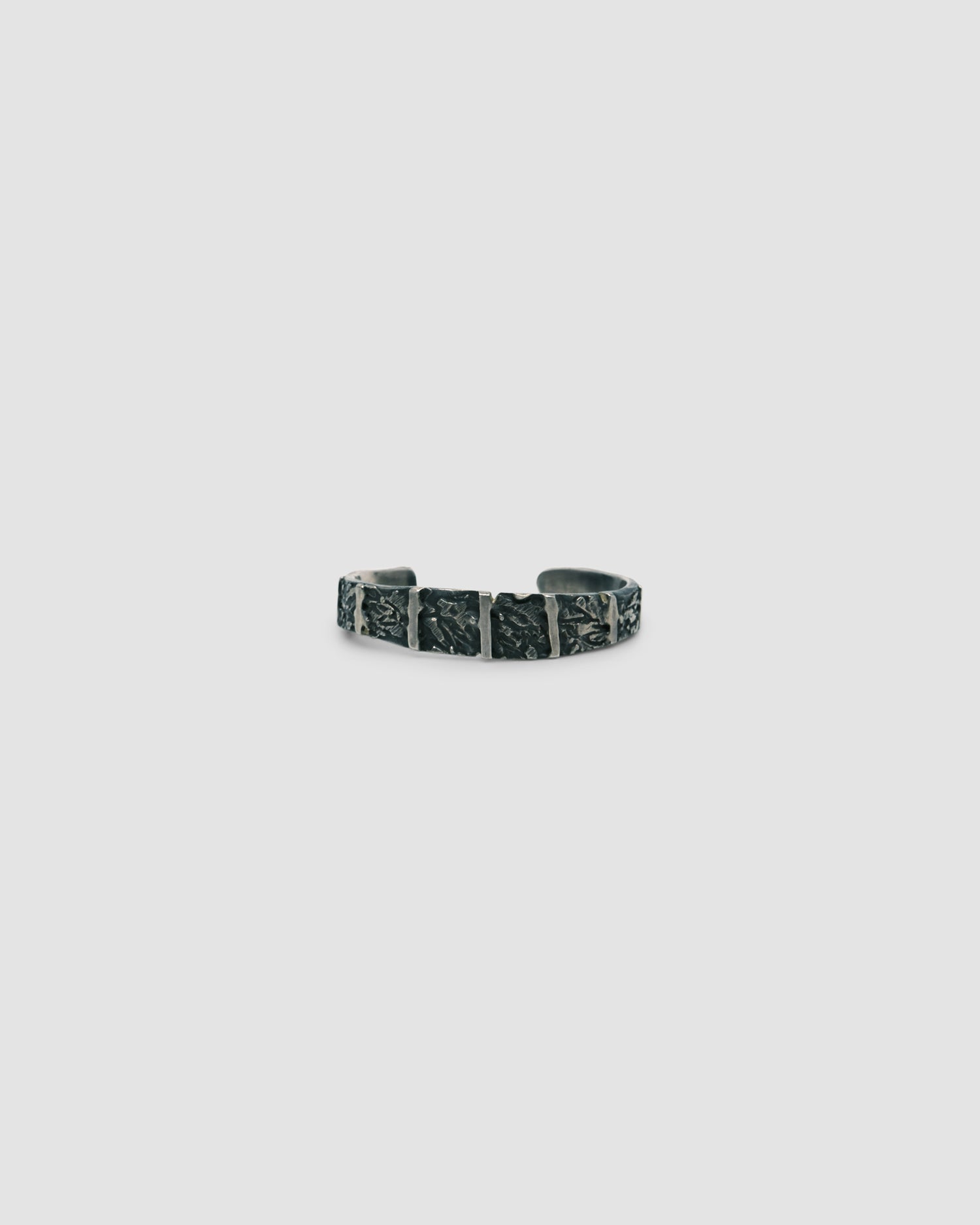 dark blackened silver textured cuff bangle