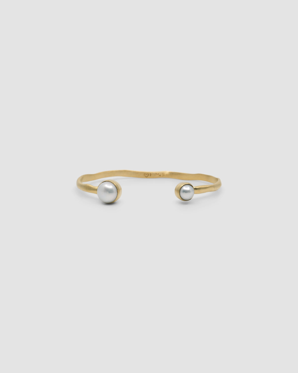 organic gold cuff bracelet with pearl ends