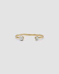 organic gold cuff bracelet with pearl ends