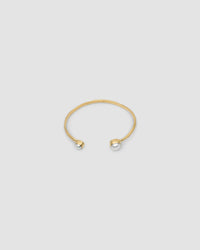 organic gold cuff bracelet with pearl ends