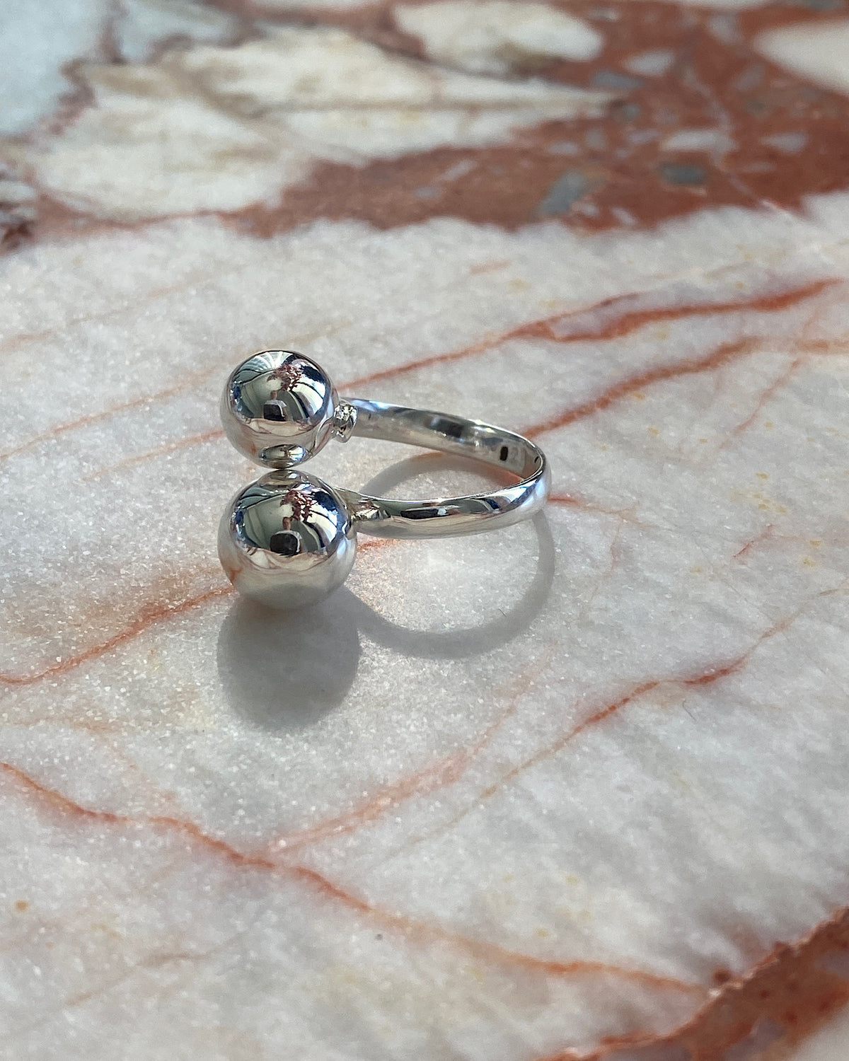 double ended double bubble silver ring