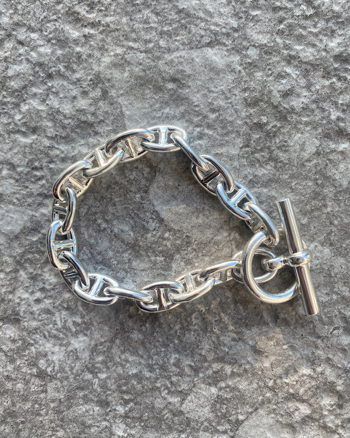 silver double link fob bracelet