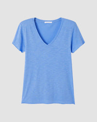 Blue t-shirt on a light gray background
